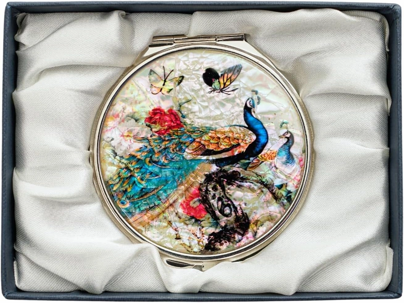 February Mountain Mother of Pearl Dual Magnification Compact Mirror – Gifts for Women, Mom, and Sister – Unique Birthday, Christmas Idea – Elegant and Travel-Friendly
