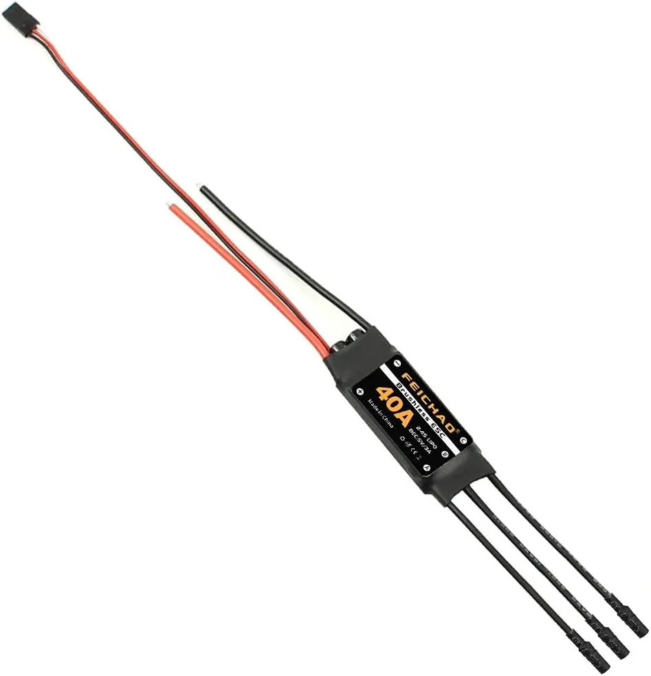 FEICHAO 40A Brushless ESC 2-4S Speed Controller with 5V 3A BEC for Fixed Wing DIY RC Multi-axis Aircraft Drone Helicopter (6Piece, Long Cable)