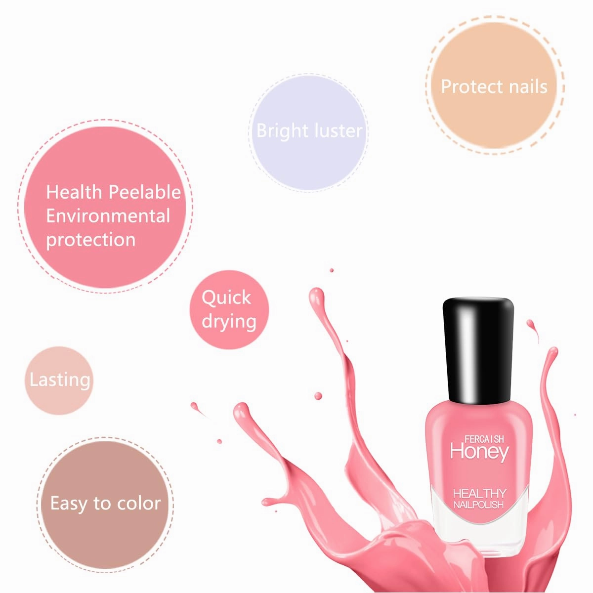 FERCAISH 20 Bottles Non Toxic Nail Polish Set, Eco-Friendly Easy Peel Off and Quick Dry Water Based Nail Polish for Women, Teens, Kids