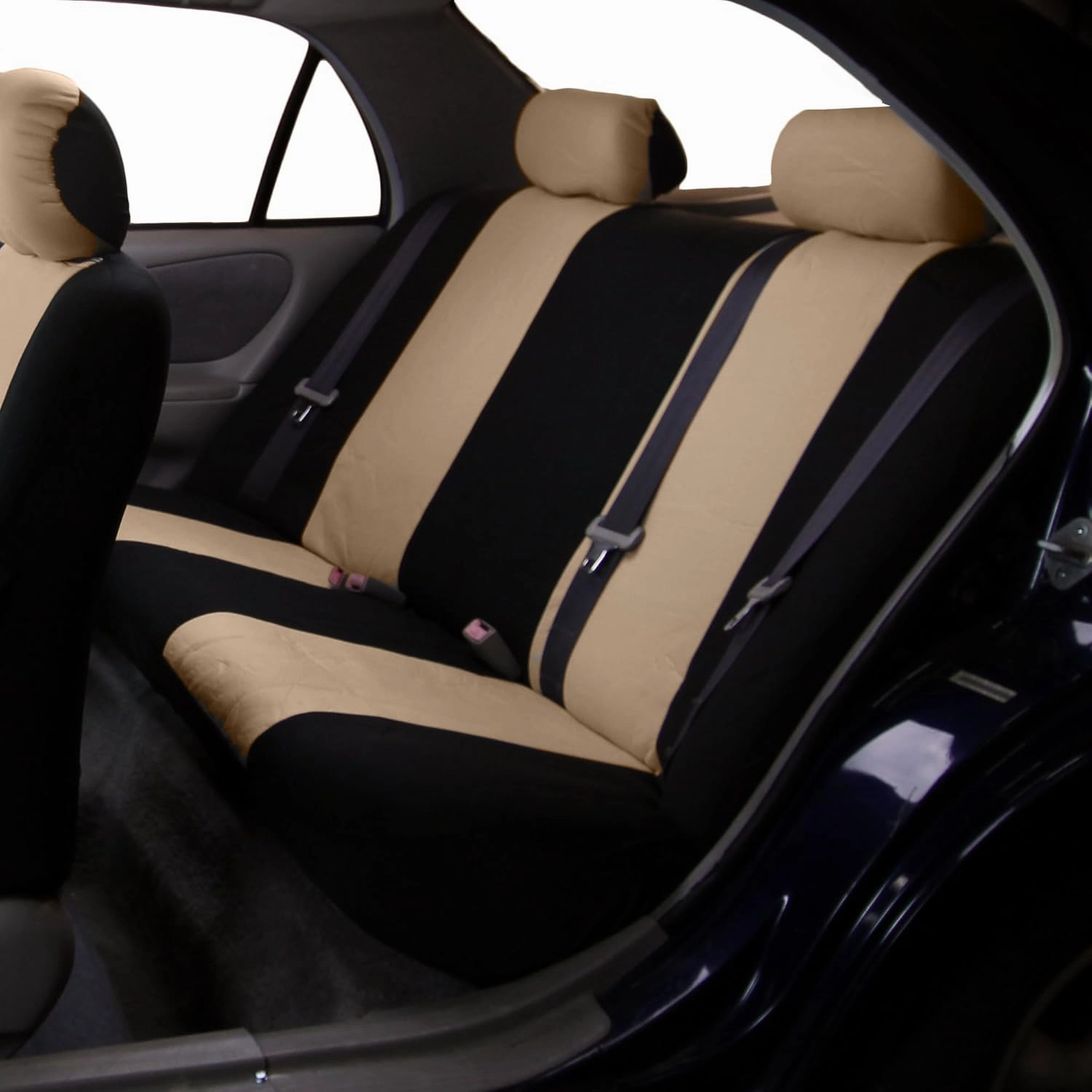 FH Group Car Seat Cover Rear Seat Cover for Back Seat Cloth - Universal Fit for Cars with Solid Bench, Beige Car Seat Protector for Dogs and Kids, Car Interior Accessories for SUV, Sedan and Van