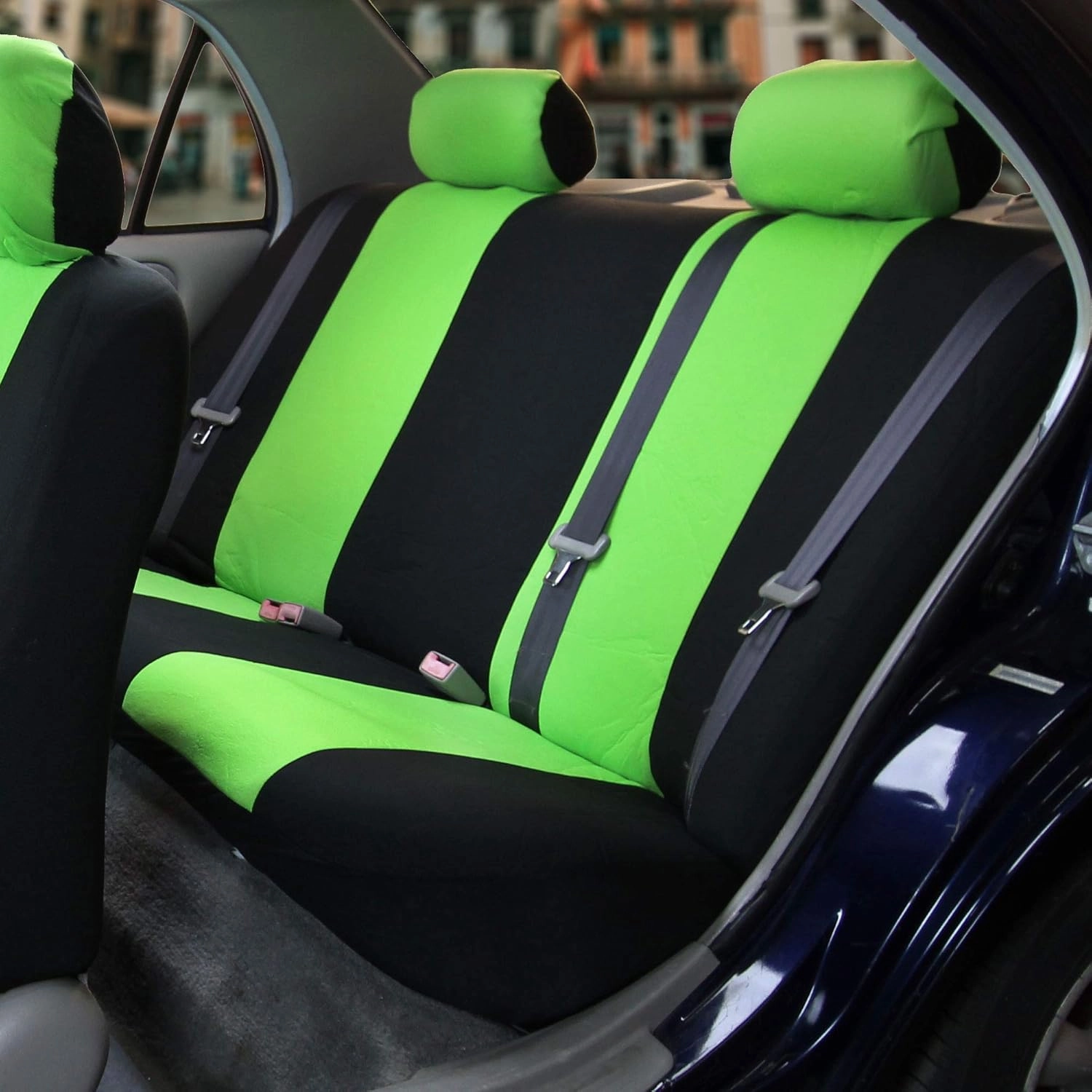 FH Group Car Seat Cover Rear Seat Cover for Back Seat Cloth - Universal Fit for Cars with Solid Bench, Green Car Seat Protector for Dogs and Kids, Car Interior Accessories for SUV, Sedan and Van