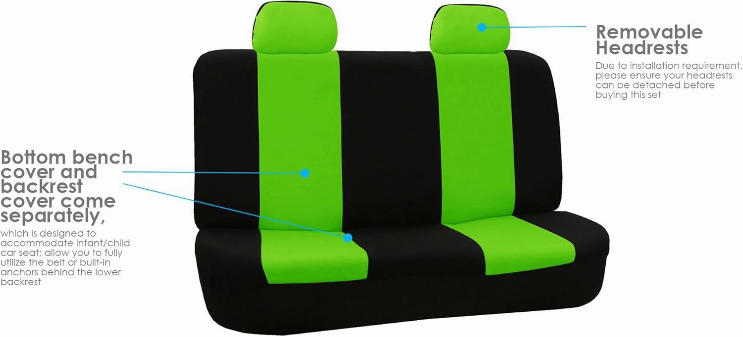 FH Group Car Seat Cover Rear Seat Cover for Back Seat Cloth - Universal Fit for Cars with Solid Bench, Green Car Seat Protector for Dogs and Kids, Car Interior Accessories for SUV, Sedan and Van