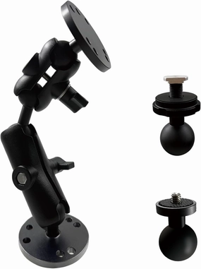 Fish Finder Mount, 1" Ball Mount with Aluminum Arm Extension, T-Bolt Attachment for Track Mount & Backup Camera Monitor, B Size Compatible with RAM, Double AMPS Round Plate for GPS/Boats/Industry