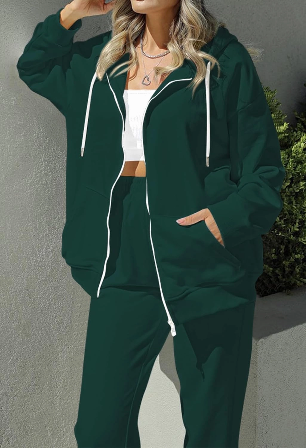 Fixmatti Womens Tracksuit Zip Up Hoodie Sweatsuits 2 Pieces Jogger Sets with Pockets