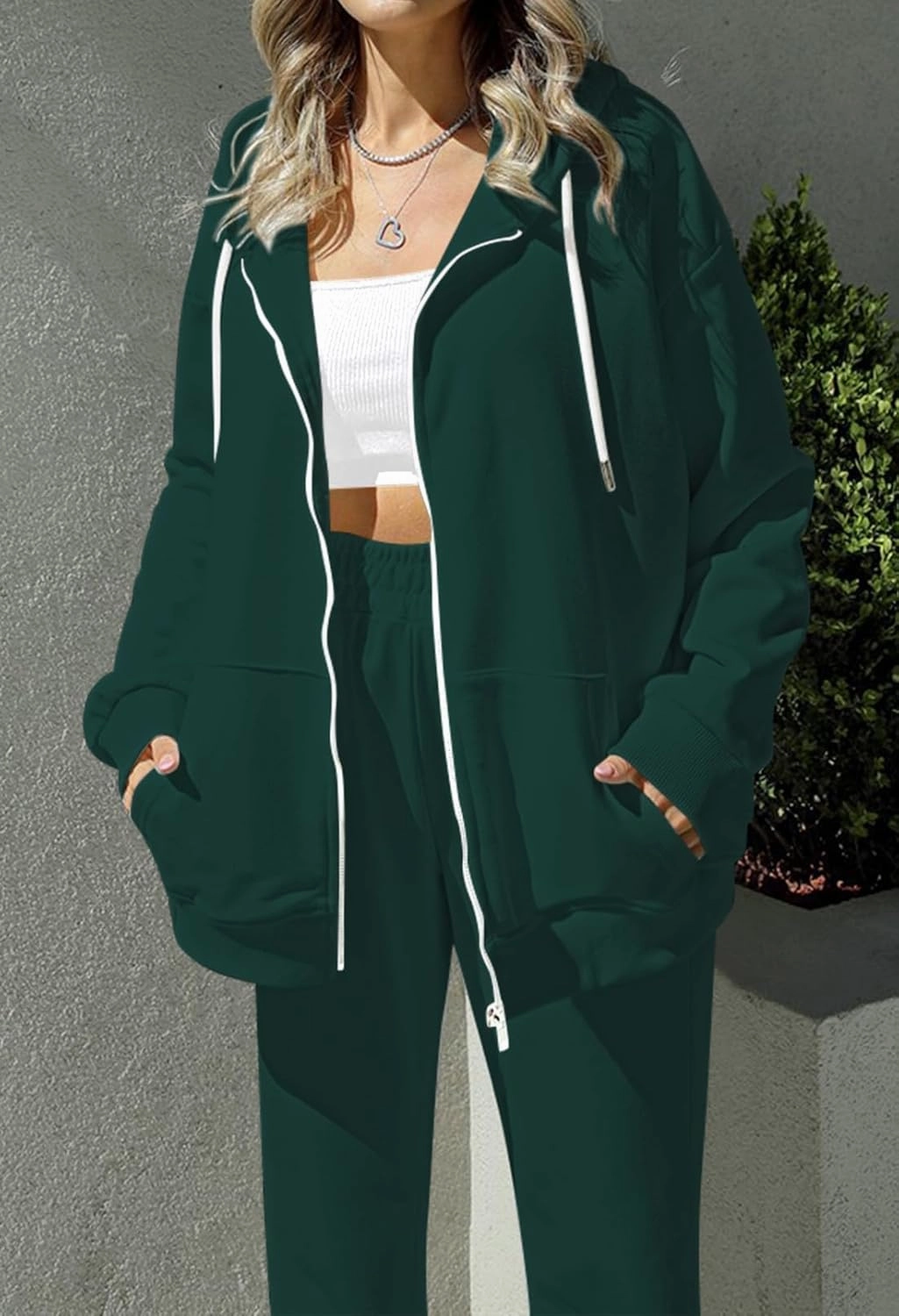 Fixmatti Womens Tracksuit Zip Up Hoodie Sweatsuits 2 Pieces Jogger Sets with Pockets