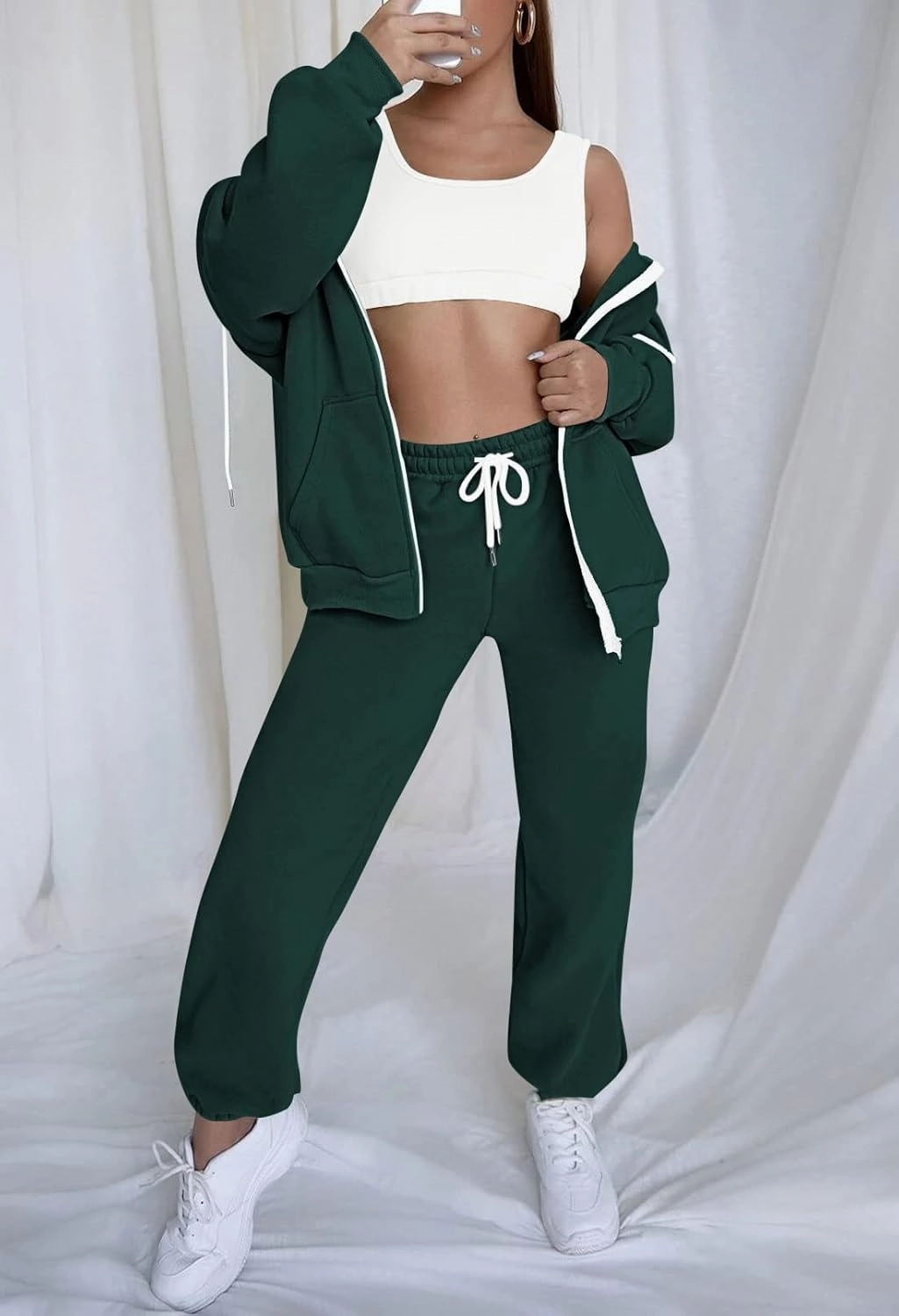 Fixmatti Womens Tracksuit Zip Up Hoodie Sweatsuits 2 Pieces Jogger Sets with Pockets