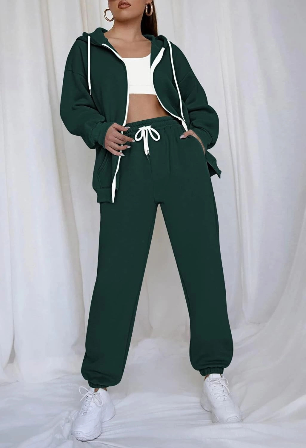 Fixmatti Womens Tracksuit Zip Up Hoodie Sweatsuits 2 Pieces Jogger Sets with Pockets