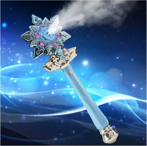 Fleeting Time Light Up Frozen Snowflake Wand - Snowflake Wand with Music Spray, Magic Wand Toys for Girls and Boys, Magical Princess Sensory Toys, Christmas and Birthday Gifts (Blue)