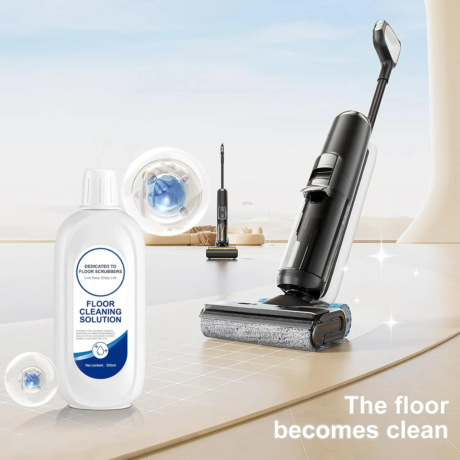 Floor Cleaning Solution Compatible With Tineco Wet & Dry Vacuum Mop, All Robotic Vacuum Cleaners (2 Bottle, Original)