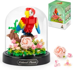 Flowers Parrot Toy Building Set, 551 PCS Creator Animals Micro Bricks Kit with Dust Cover, Birthday Gift for Women Girlfriend Teens Adults 12 