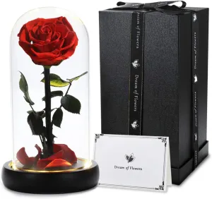 Flowers Roses Gifts for Mom,Forever Real Preserved Rose in Glass Dome,Birthday Gifts for Women,Mothers Day,Anniversary Rose Gifts for Mom Wife Grandma