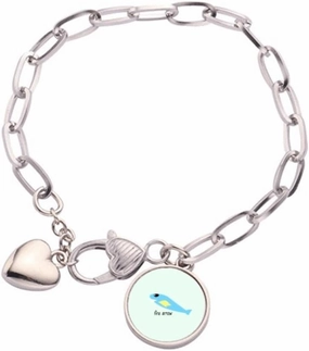 Fly Fish Rockets Art Deco Fashion Heart Chain Bracelet Jewelry Charm Fashion