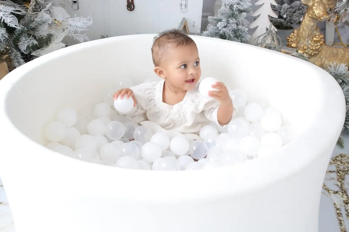 Foam Ball Pit, 47.2"x 11.8" Large Ball Pits for Toddlers, Soft Round Kiddie Kids Baby Playpen Ball Pool, Ideal Gift for Babies Indoor and Outdoor Game, Balls not Included, White