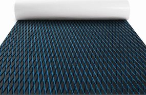 FOCEAN Boat Flooring - EVA Foam Boat Decking - Boat Mat Marine Flooring Self-Adhesive Boat Carpet, for Motorboat RV Yacht Kayak Surfboard 47.2" X 15.7", Black & Blue Lines