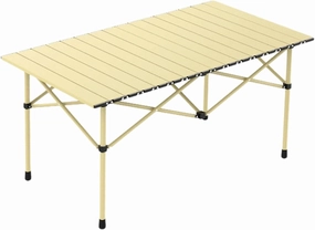 Folding Camping Table, Portable Picnic Table with Carry Bag, Lightweight Aluminum Roll-Up Design for Camping, Backpacking, Beach, BBQ, and Outdoor Parties Light Yellow 95×55×50cm/37×21×19.7in