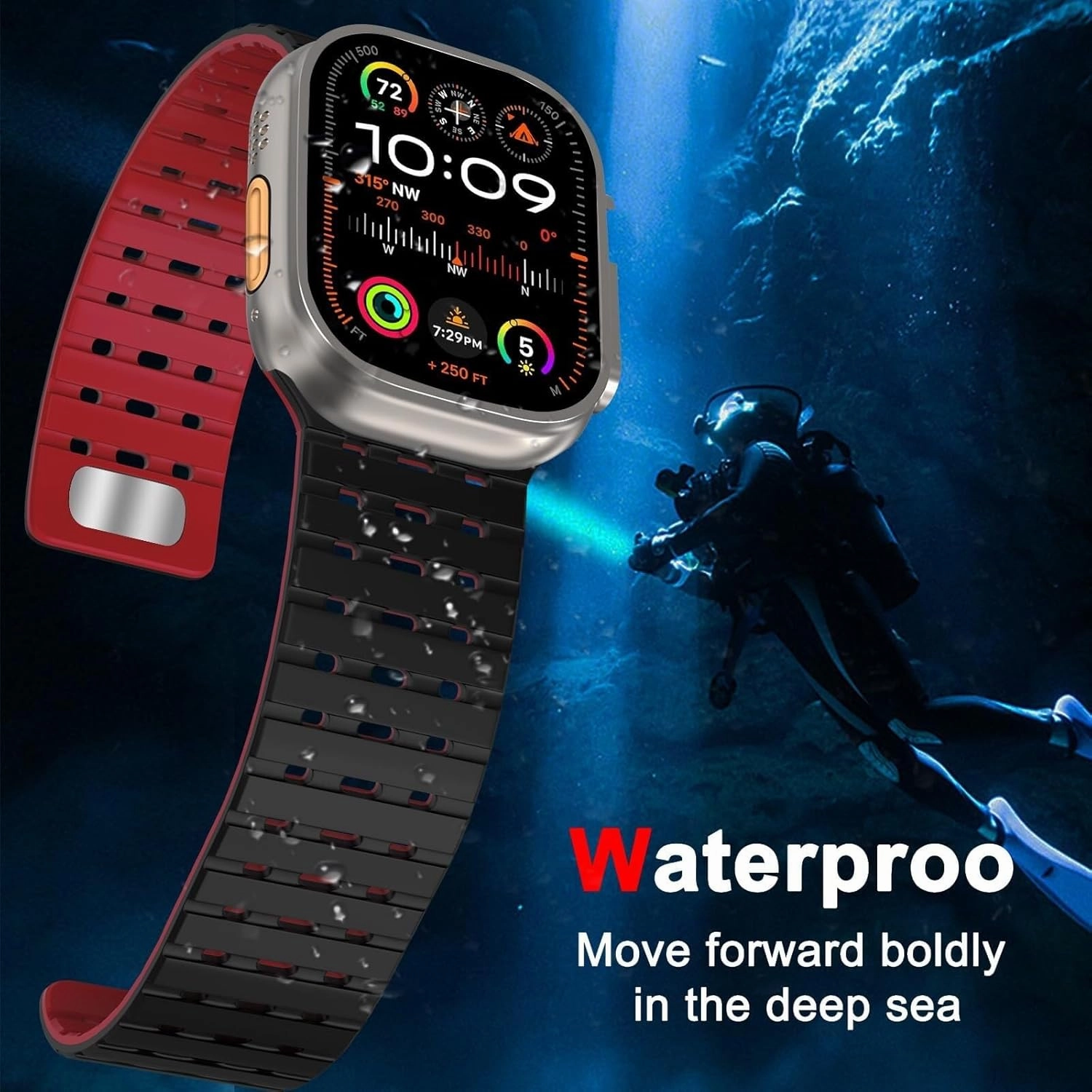 For Apple Watch Band 49mm 45mm 44mm 42mm Bands for Women Men, Sport Magnetic Silicone Strap for iWatch SE SE2& Series 9/8/7/6/5/4 Ultra 2/Ultra