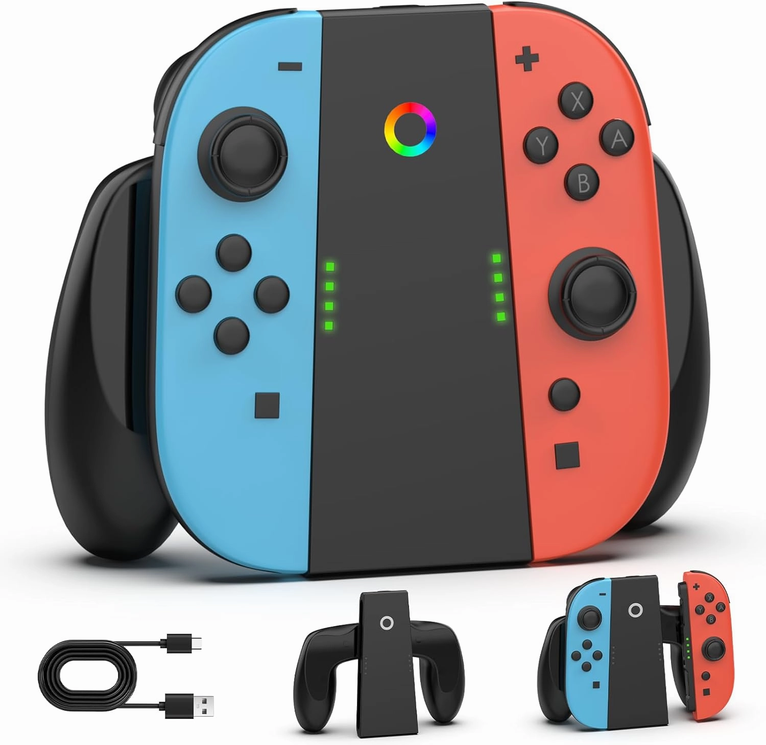 for Switch 2 Charging Grip,Portable Magnetic Charge Grip for Nintendo Switch 2 Joy-con Controllers,Comfort OEM Controller Charger Holder with USB-C Cable,Indicator Light