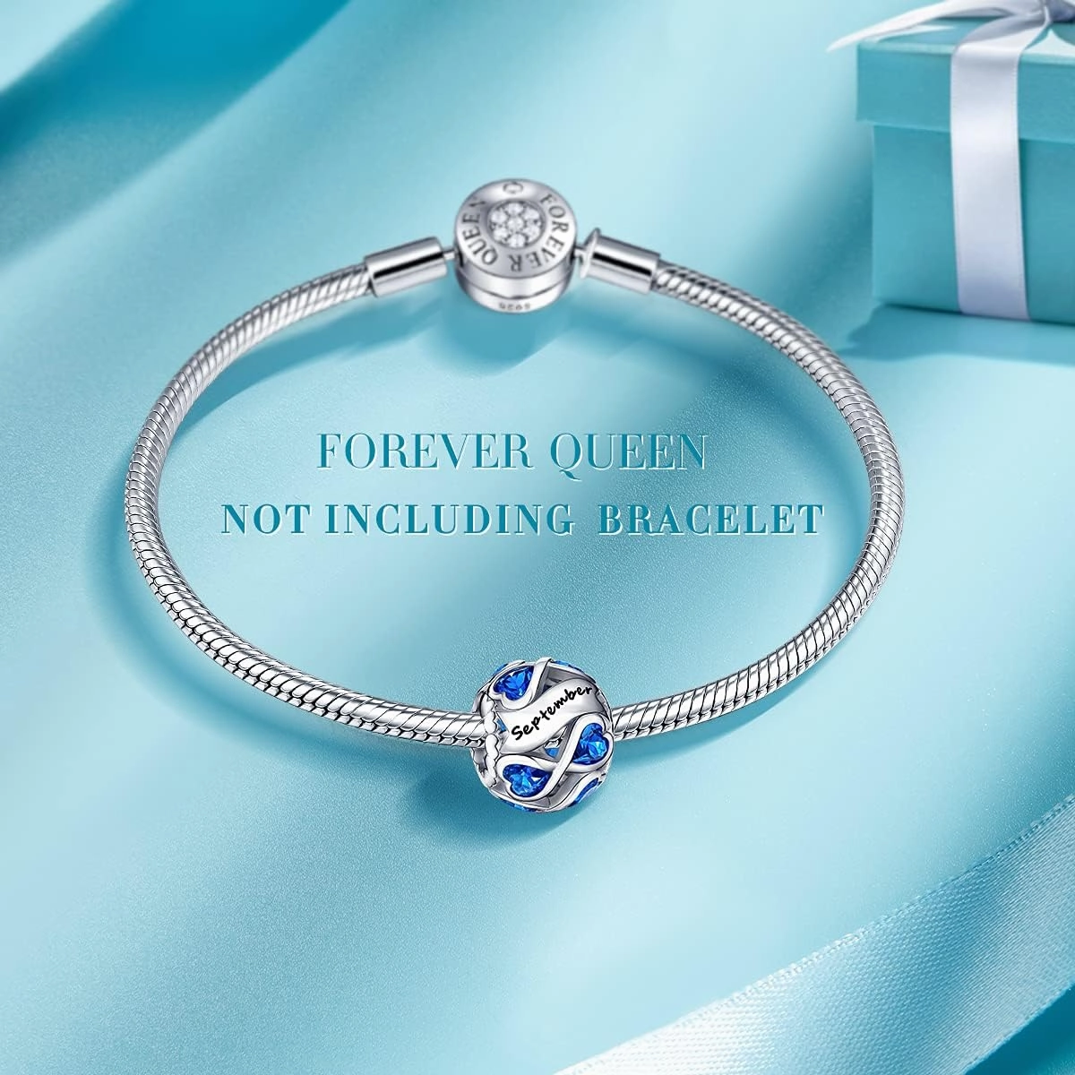 FOREVER QUEEN Birthstone Charms 925 Sterling Silver Infinite Love Heart Openwork Bead for Charm Bracelets and Necklaces with 5A Cubic Zirconia, Birthday Jewelry Gifts Women Girls