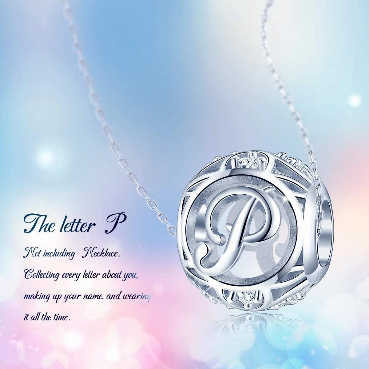 FOREVER QUEEN Letter Initial A-Z Alphabet Charm Dangle for Bracelet Necklace - 925 Sterling Silver CZ Beads Personalized Gift Jewelry