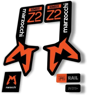 Fork Replacement Decal Sticker Compatibale for Marzocchi Bomber Z2 2025 Series Orange (Glossy)