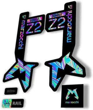 Fork Replacement Decal Sticker Compatibale for Marzocchi Bomber Z2 E Optimized 2025 Series Oil Slick 1 (Glossy)