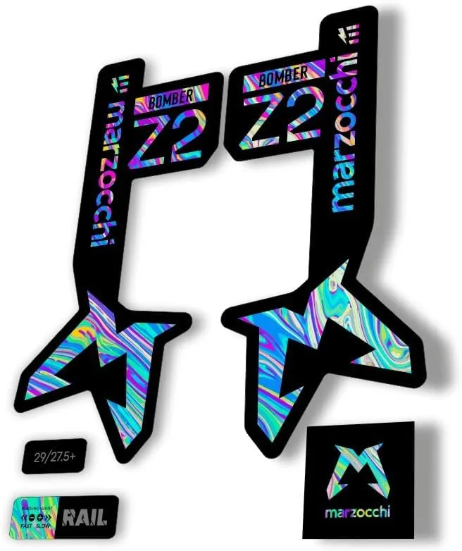 Fork Replacement Decal Sticker Compatibale for Marzocchi Bomber Z2 E Optimized 2025 Series Oil Slick 1 (Glossy)