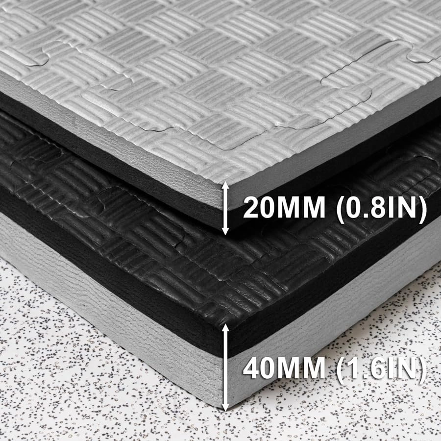 FORZA Reversible All-Purpose Foam Mats | Interlocking EVA & PE Foam Flooring for Martial Arts, Gyms, and Home Use – 0.8in & 1.6in Thickness