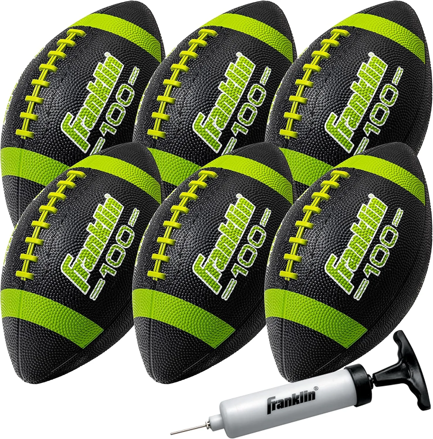 Franklin Sports Kids Junior Grip-Rite Youth Junior Size Rubber Footballs - Peewee Kids Durable Outdoor Footballs - Single & Bulk Packs Available