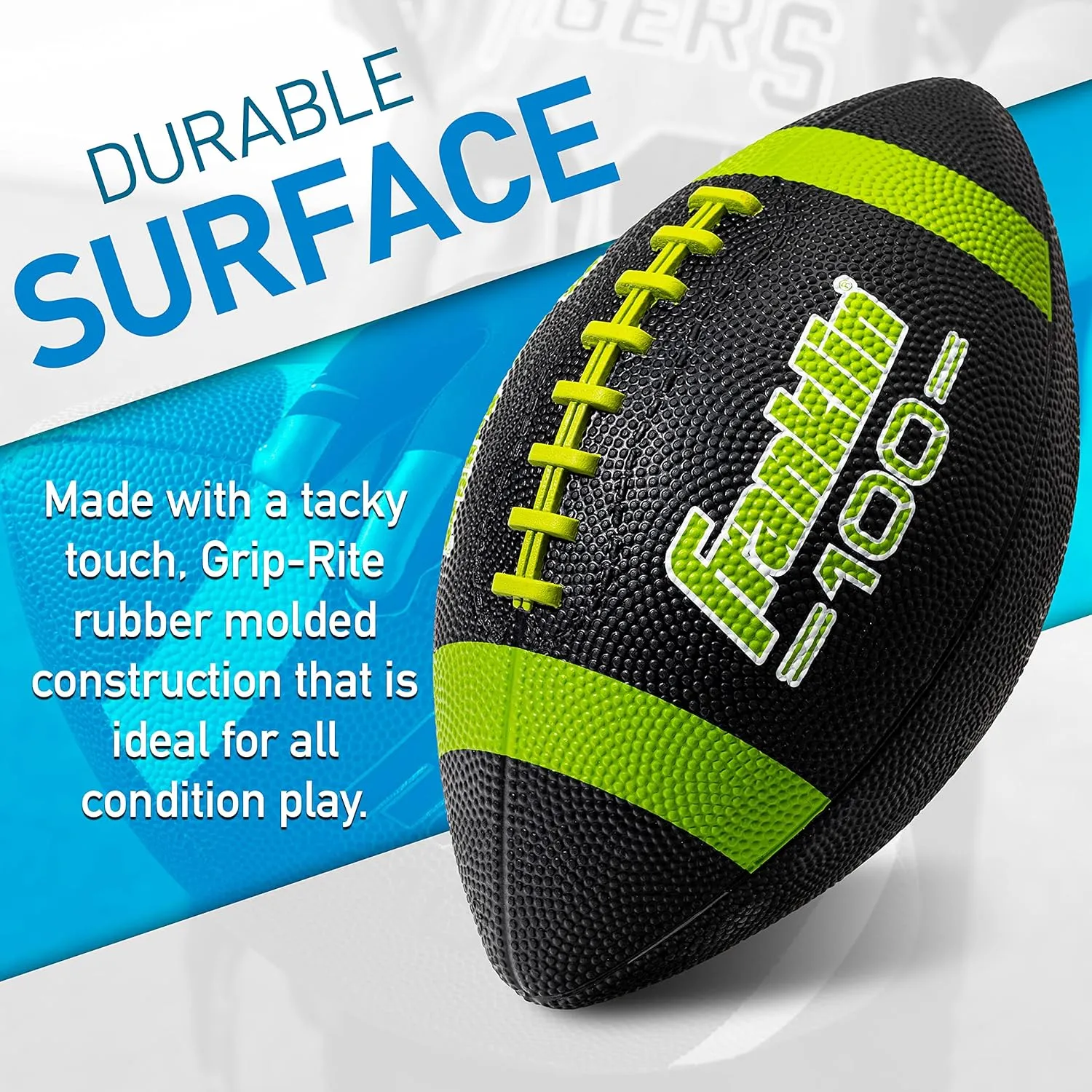 Franklin Sports Kids Junior Grip-Rite Youth Junior Size Rubber Footballs - Peewee Kids Durable Outdoor Footballs - Single & Bulk Packs Available