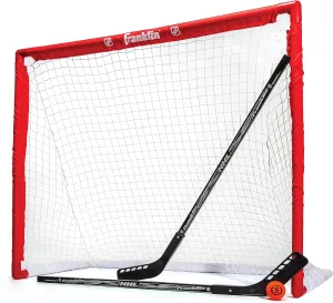 Franklin Sports NHL Youth Street Hockey Set - (2) Kids Junior Hockey Sticks, PVC Goal   Roller Hockey Ball Included - Indoor   Outdoor Net - 46", Red