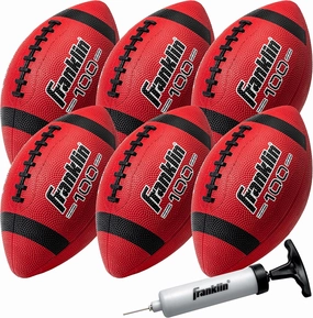 Franklin Sports Kids Junior Grip-Rite Youth Junior Size Rubber Footballs - Peewee Kids Durable Outdoor Footballs - Single & Bulk Packs Available