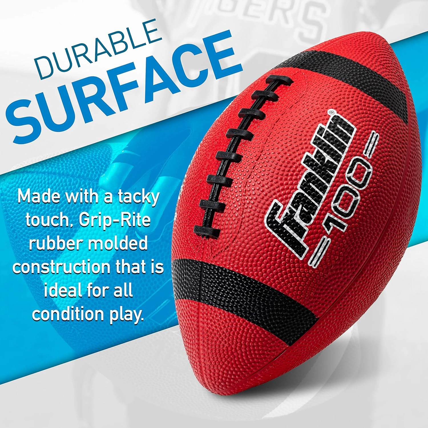 Franklin Sports Kids Junior Grip-Rite Youth Junior Size Rubber Footballs - Peewee Kids Durable Outdoor Footballs - Single & Bulk Packs Available