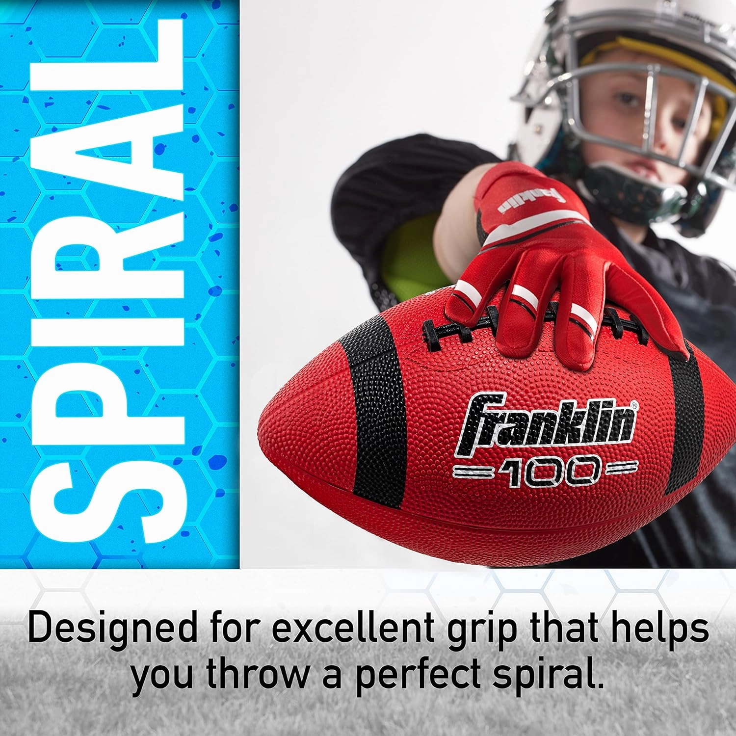 Franklin Sports Kids Junior Grip-Rite Youth Junior Size Rubber Footballs - Peewee Kids Durable Outdoor Footballs - Single & Bulk Packs Available