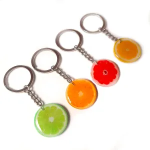 Fruit Keychain Handmade Orange Slice Handbag Charm Grapefruit Citrus Keyring Lime Bright Summer Vegeterian Gift Idea Pamelo Polymer Clay Key Chain Lemon Cool Fashion Accessory Gift for Girl