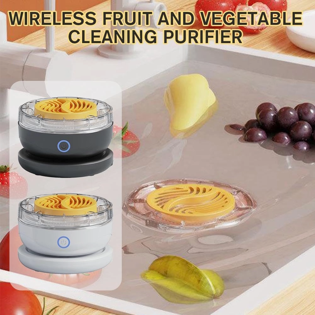 Fruit and Vegetable Washing Machine,Portable Fruit Cleaner Device,with Wireless Charging & Hydroxyl Water Ion Purification Technology for Cleaning Fruits, Vegetables, Aquatic Products, Meat (Black)