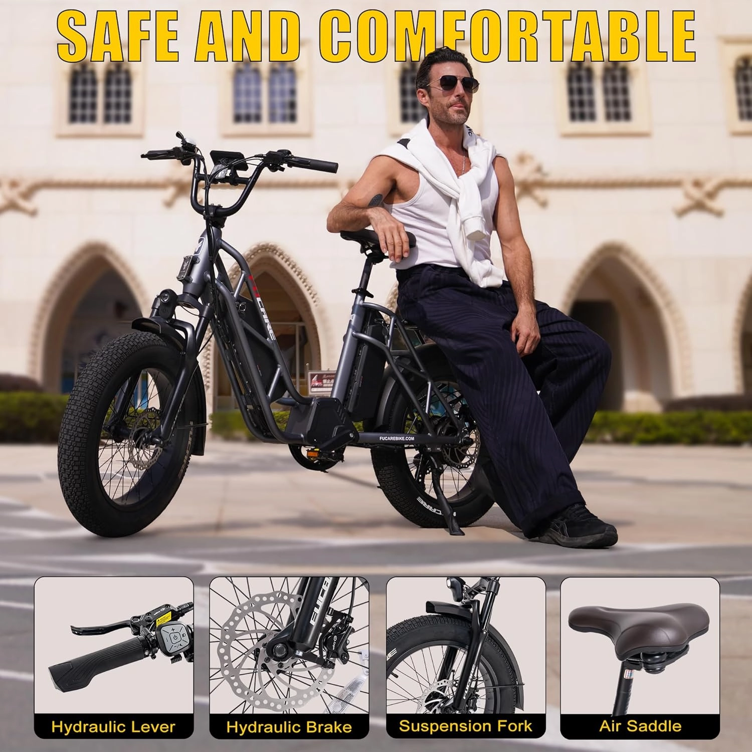 Fucare Gemini 1200w/2400w Peak Dual Motor AWD Electric Bike for Adults 35MPH 48V 30AH Dual Battery 120 Miles Long Range Ebike 20'' 4.0 Fat Tire Cargo Electric Bicycles,Hydraulic Brake,UL2849