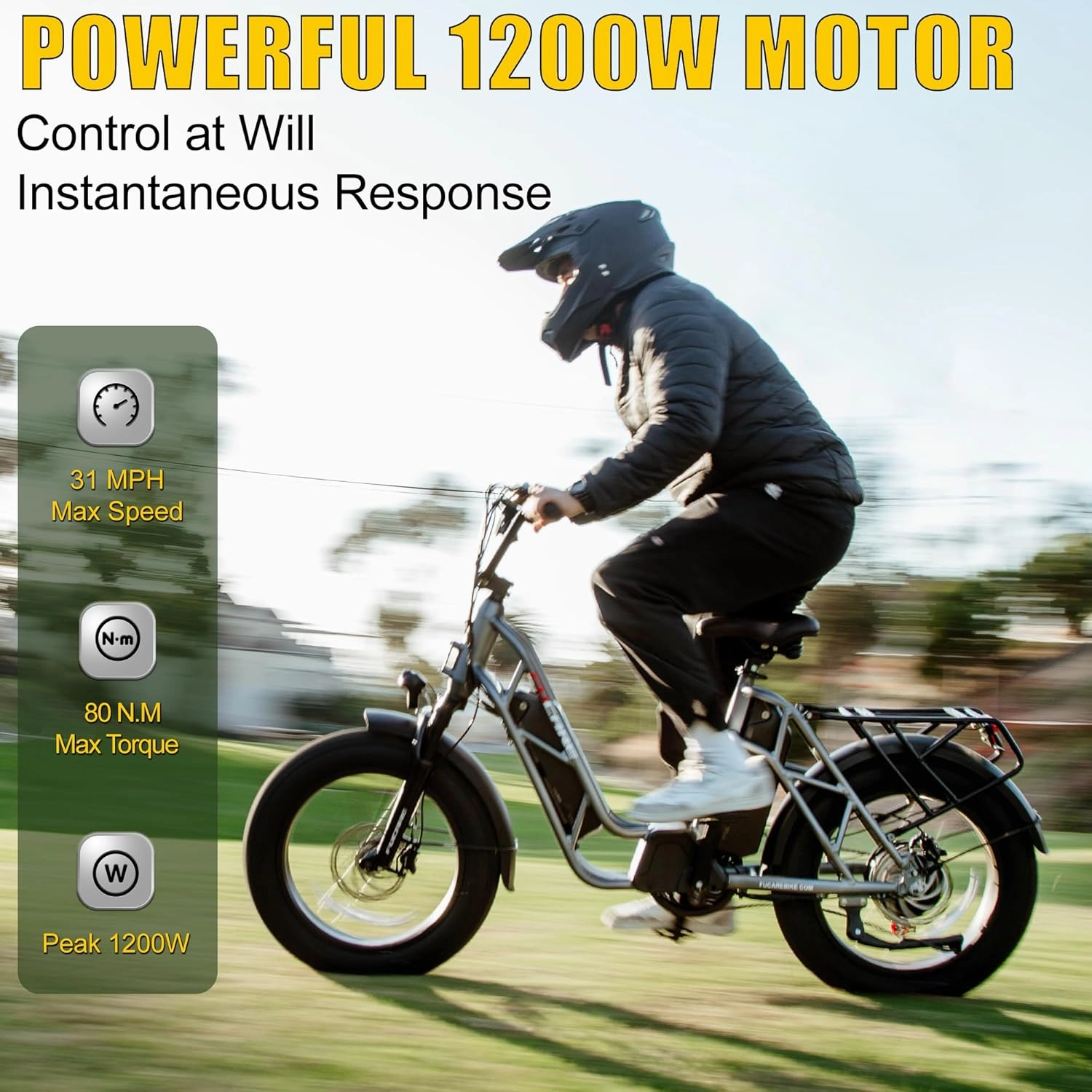 Fucare Gemini 1200w/2400w Peak Dual Motor AWD Electric Bike for Adults 35MPH 48V 30AH Dual Battery 120 Miles Long Range Ebike 20'' 4.0 Fat Tire Cargo Electric Bicycles,Hydraulic Brake,UL2849