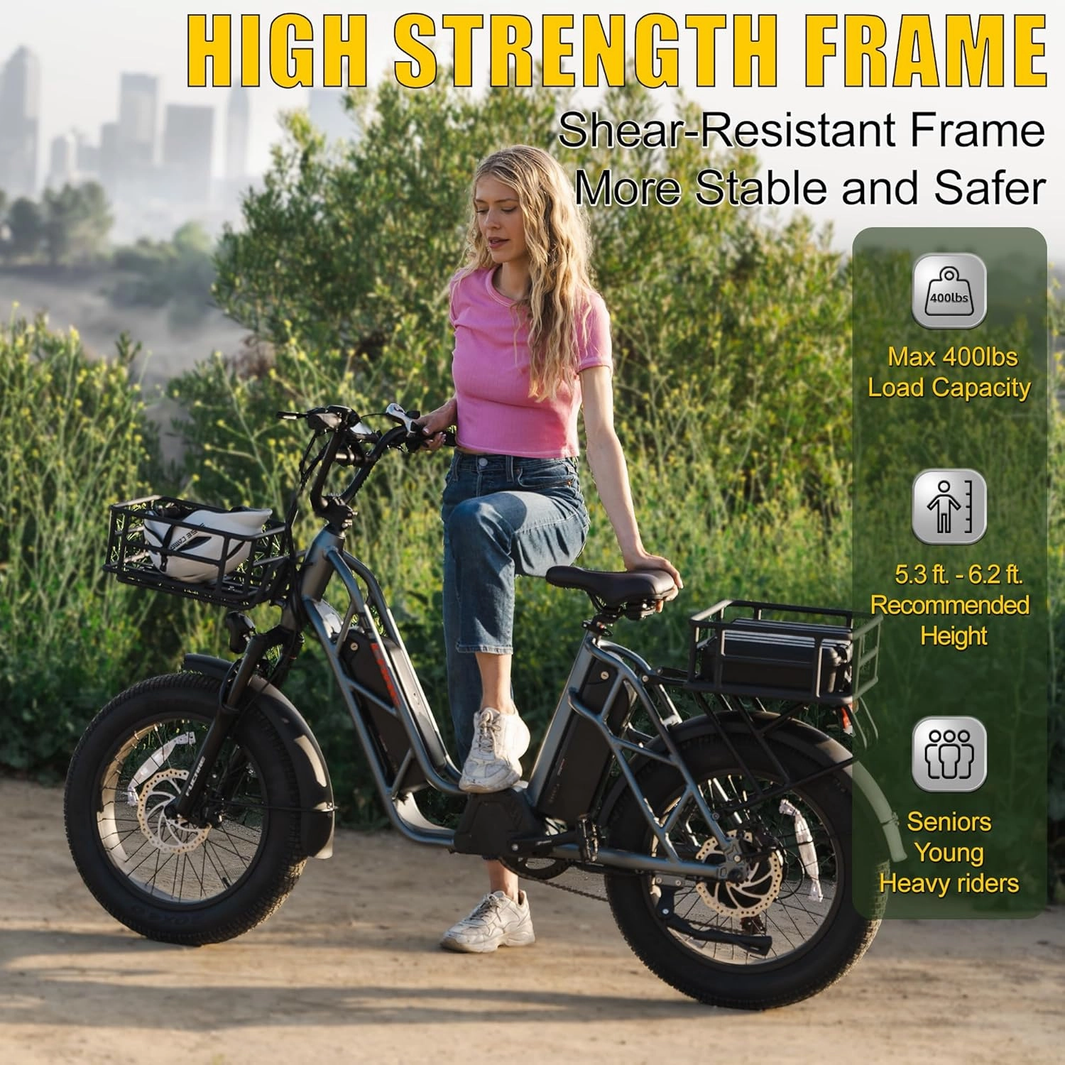 Fucare Gemini 1200w/2400w Peak Dual Motor AWD Electric Bike for Adults 35MPH 48V 30AH Dual Battery 120 Miles Long Range Ebike 20'' 4.0 Fat Tire Cargo Electric Bicycles,Hydraulic Brake,UL2849