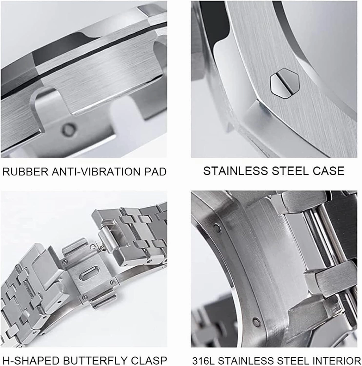 GA2100 Metal Watch Band Case Replacement Kit, Strap Bezel Accessories Compatible With Mens GA2100/GA-2110 Watches