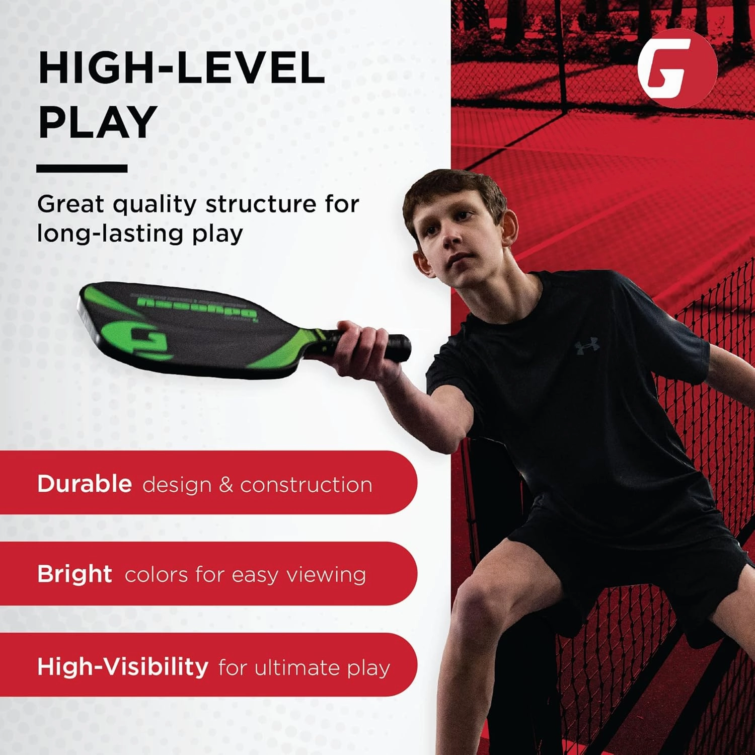 GAMMA Two-Tone Outdoor Training Pickleballs, Red/Orange, Yellow/Red, Green/Purple, Practice, High Visibility, Consistent Bounce, Durable, Spin, Tournament Training, 3 Pack, 6 Pack,12 Pack