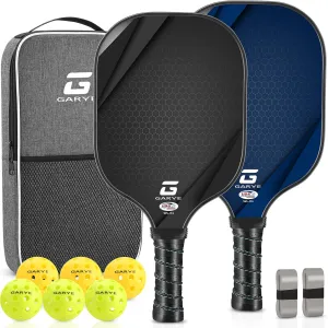 GARYE Pickleball Paddles Set, Carbon Fiber Pickle Ball Paddle, USAPA Approved Lightweight Rackets for Adults and Teenagers, Includes 6 Balls, 1 Bag, and 4 Grip Tapes.