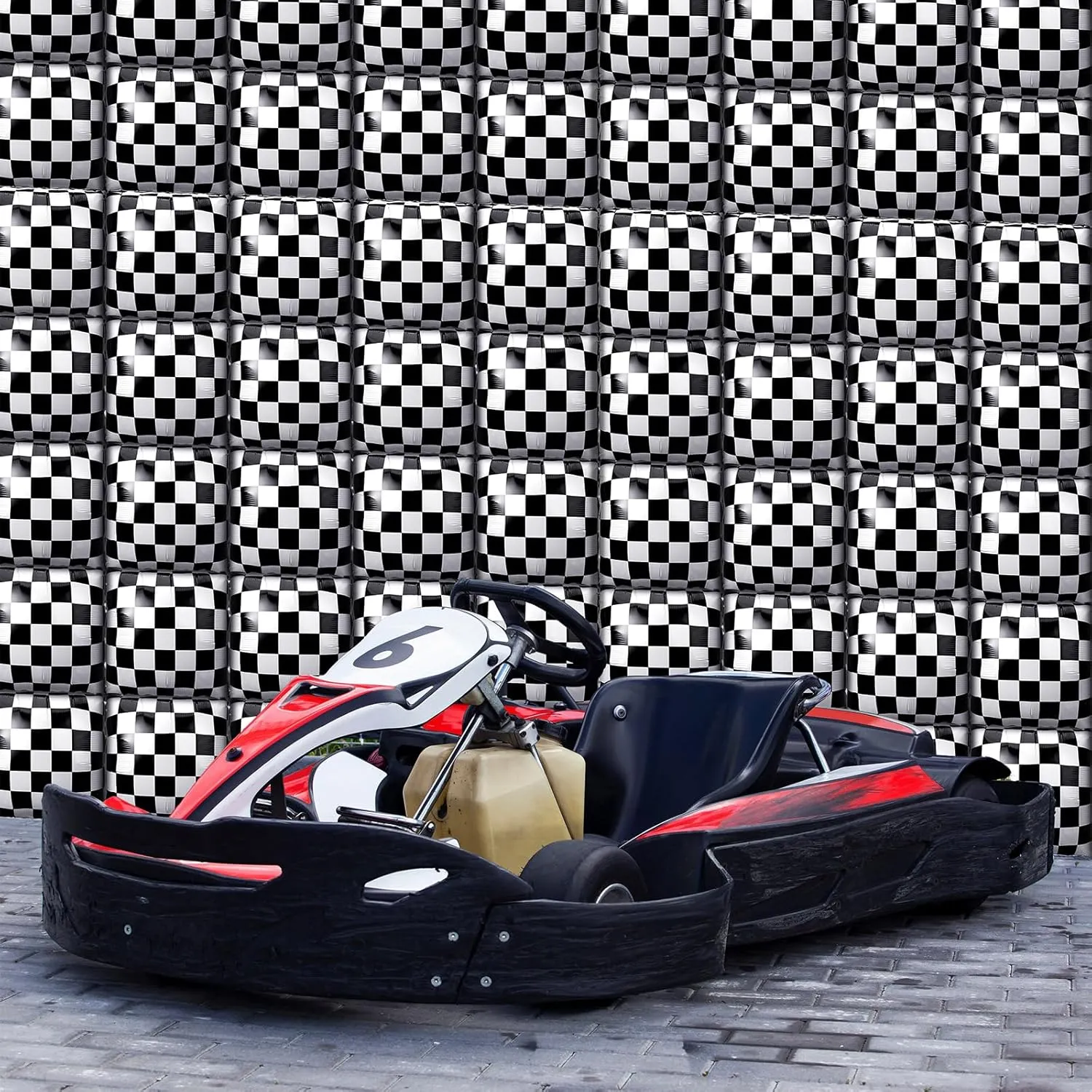 Gejoy 50 Pack Black and White Checkered Square Foil Balloons Wall 4D Checker Flag for Race Car Party Supplies 19 Inches Checkered Balloons Arch Kit for Racing Decor