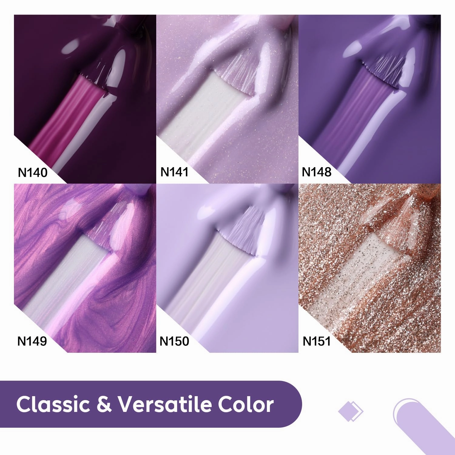 Gel Nail Polish 6 Pcs 8ml Purple Lilac Violet Color Soak Off LED U V Gel Nail Kit Manicure DIY Home for Women