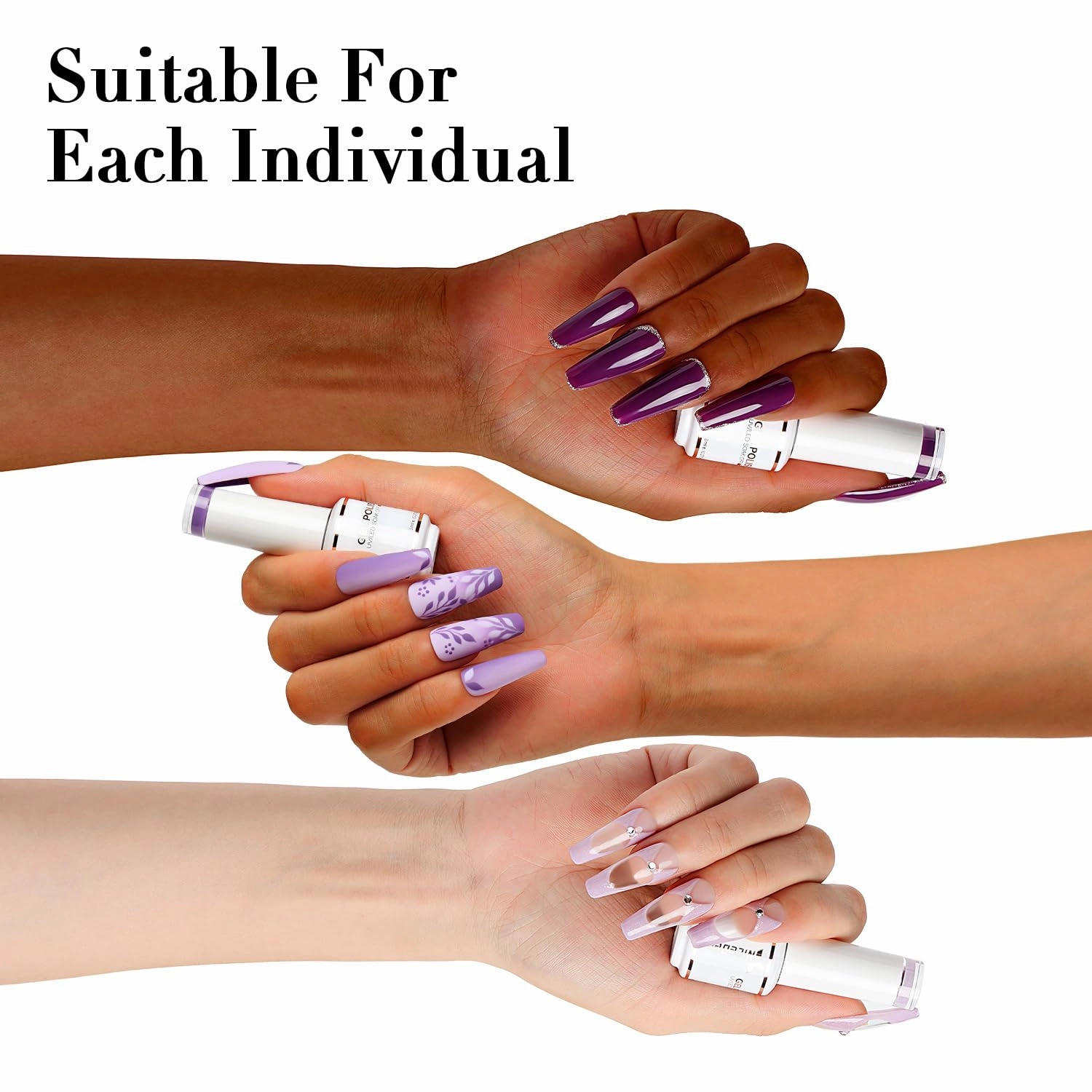 Gel Nail Polish 6 Pcs 8ml Purple Lilac Violet Color Soak Off LED U V Gel Nail Kit Manicure DIY Home for Women