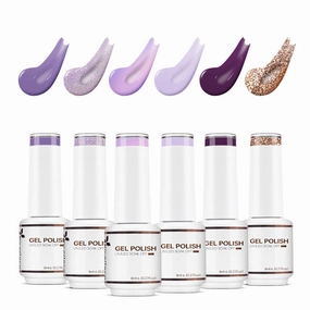 Gel Nail Polish 6 Pcs 8ml Purple Lilac Violet Color Soak Off LED U V Gel Nail Kit Manicure DIY Home for Women
