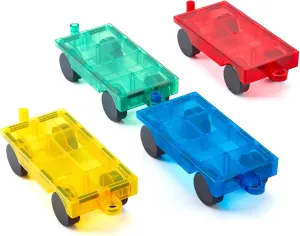 Gemmicc 4 PCS Magnetic Car Set,Magnet Construction Vehicle,Magnet Car Truck Compatible with Magnetic Tiles,STEM Educational Toys for Boys and Girls