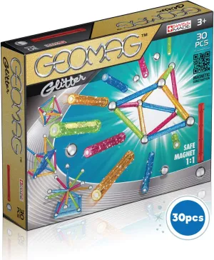 GEOMAG Magnetic Toys, Magnets for Kids, STEM-endorsed Educational Building Set for Creativity & Learning Fun, Swiss-made, Age 3  GLITTER 30-piece