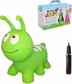 GERARDO'S Jumpy Inflatable Bouncer - Animal Ride on Toy for Kids, Toddler’s, Boys, and Girls – Stable and Durable for Indoor and Outdoor Play, Pump and Birth Certificate Included - Green WORMY