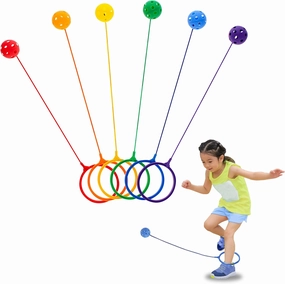Get Out! Jump Leg Swing Ball Toy Set in 6 Assorted Colors - Rope Ankle Skip Ball Game for Kids Recess and Adult Sports