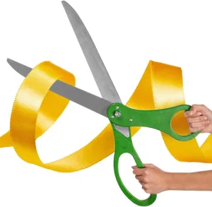 Giant Ribbon Cutting Ceremony Kit - Green 25 Inch big Ribbon Сutting and Gold Satin Ribbon for Business Openings Inaugurations and Special Events